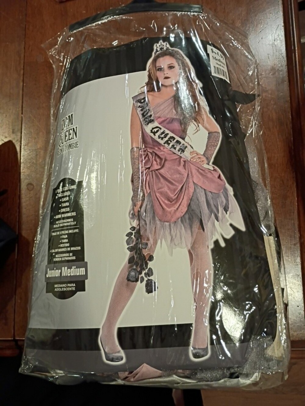Halloween Queen Zombie Junior Medium Costume - Pink Includes Sash And Sleeves